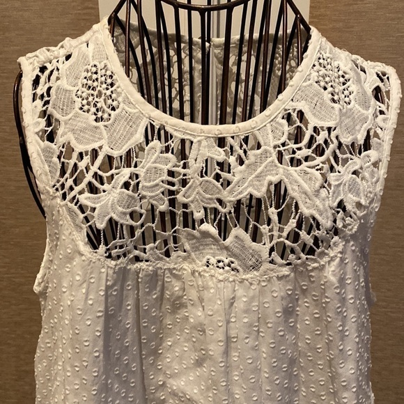 Anthropologie white Swiss dot and lace top - Picture 3 of 10